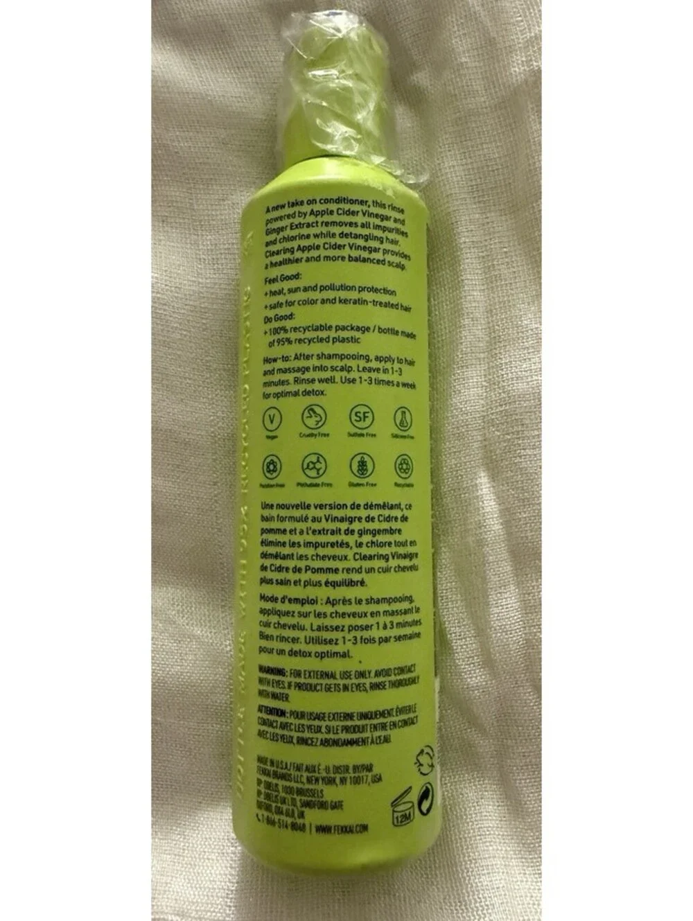FEKKAI Apple Cider Detox Rinse Conditioning Detangler 8.5 oz NEW